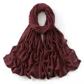 Bordoerode gekreukte rayon lange sjaal en veelzijdige hijab variant voor dames in effen kleur. - 41#