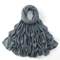 Donkergrijze effen rayon lange sjaal, veelzijdige casual hijab en elegante mode sjaal. - 44#