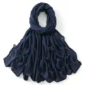 Effen donkerblauwe rayon lange sjaal, veelzijdige dames mode hoofddoek en omslagdoek. - Code 45