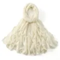 Lange effen rayon sjaal in off-white, elegante damessjaal voor dagelijks gebruik. - Code 53