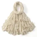 Effen beige rayon lange sjaal, veelzijdige dames mode sjaal en hoofddoek variant weergave. - 54#