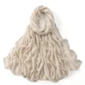 Effen beige viscose lange sjaal veelzijdige mode stola lichtgewicht dames hoofddoek chic - Code 59