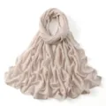 Effen Beige Gekreukte Viscose Dames Lange Sjaal Veelzijdige Hoofddoek Omslagdoek Stijl - Code 60
