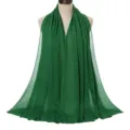Detailed view of the solid green stretch cotton jersey scarf, soft and breathable hijab. - 22# Bright Green