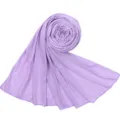 Spring summer solid color mercerized cotton women hijab breathable stretchy purple scarf - Light Purple