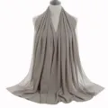 Einfarbiges graues Perlen-Chiffon Damen Langtuch Kopftuch, elegante Alltagsmode. - Grau