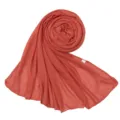 Women plain stretch breathable hijab scarf casual solid color long head wrap orange - Orange Red