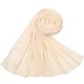Solid color jersey hijab scarf for women, lightweight breathable stretch beige scarf. - Cream