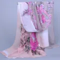 Chiffon scarf featuring a sweet magpie floral print, perfect for spring and summer sun protection. - Off-White