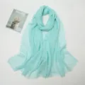 Mint green cotton linen crinkled scarf with frayed edges, soft lightweight long shawl. - 5# Light Green
