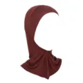 Bonnet hijab femme en modal marron foncé avec cache-cou intégré, écharpe élastique. - Café