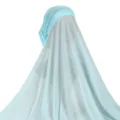 Solid color light blue jersey hijab one-piece long scarf women head wrap prayer cap - One Size / 19# Mint Green