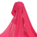 Detail shot of solid pink all-in-one hijab scarf cap, showing fabric drape and style. - One Size / Rose Red Style 14