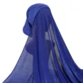 Blue long hijab cap set detail view, comfortable stretch fabric, elegant Muslim headwear. - One Size / 22# Royal Blue