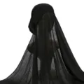 Black Muslim Hijab Cap Long Veil Set Women Islamic Sweat Fabric Headscarf Solid Color - One Size / Style 1