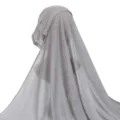 Solid gray jersey hijab cap set for women, integrated long scarf and under cap design. - One Size / Light Grey