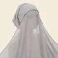 Ensemble hijab niqab en mousseline uni, voile foulard respirant gris clair pour femmes. - Gris