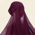 Ensemble hijab niqab en mousseline de femme foulard islamique châle bonnet violet - Rose Violet