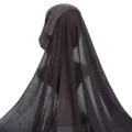Solid color polyester Muslim hijab inner cap with attached long sheer veil scarf for women. - One Size / Dark Grey (7#)