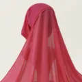 Ensemble foulard hijab en mousseline unie pour femme, coiffe musulmane élégante. - Rose rouge