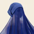 Ensemble foulard et voile en mousseline de couleur unie pour femmes, hijab élégant. - Bleu saphir