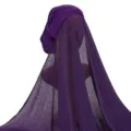 Solid color jersey hijab cap integrated long scarf for women, comfortable daily wear style. - One Size / Dark Purple