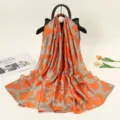 Élégant foulard long en satin imprimé pour femme, châle design abstrait pour usage quotidien. - ZS093