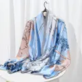 Elegant satin silk scarf for women, long floral printed sun protection shawl and fashion accessory. - ZS171-01