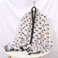 Fashion silk satin printed scarf elegant women sun protection shawl black and white long scarf - ZS225-02