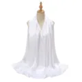 Elegant smooth satin long scarf and hijab shawl for women, exquisite pleated design and soft texture. - White