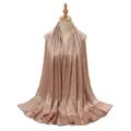 Femmes Couleur Unie Froissé Satin Long Foulard Élégant Musulman Hijab Doux Châle - Champagne