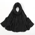 Foulard long froissé uni pour femme hijab, écharpe légère en coton polyester mode tendance. - 1# Noir