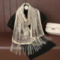 Women Summer Thin Lace Scarf Ethnic Paisley Burnout Shawl Breathable Tassel Scarf - Beige
