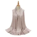 Long foulard hijab en satin de soie artificielle lisse pour femme, élégant châle plissé. - Rose
