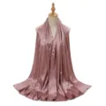 Malaysian imitation silk smooth satin long shawl scarf pleated crushed headscarf for women - Rose Red
