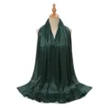 Dark green satin long scarf hijab for women, smooth silk-like shawl and head wrap. - Dark Green