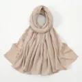 Einfarbiges geknittertes Hijab Tuch fuer Damen Leichtes langes muslimisches Kopftuch Beigefarben - 20#Helles Altrot