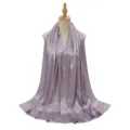 Women Pleated Satin Crinkle Hijab Scarf In Light Purple Imitation Silk Shawl Variant - Light Purple