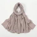 Einfarbig geknittertes hijab langtuch für damen, eleganter alltagskopfbedeckung, weicher schal. - 29#Khakipurple