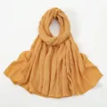 Damen Knitteroptik einfarbige lange Hijab Schal leicht muslimische Kopfbedeckung gelb - 28# Ingwergelb