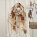 Donna lungo sciarpa stampa astratta elegante scialle accessorio moda per uso quotidiano - VE148-03# Cachi