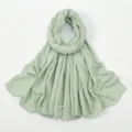 Einfarbig geknitterter langer Schal Damen, weiche bequeme Baumwolle Polyester Mischung. - 24#Minzgrün