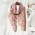Sciarpa lunga da donna con stampa floreale leggera stile boho elegante accessorio moda - VE146-02# Beige