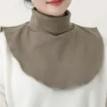 Detachable turtleneck fake collar autumn winter thermal neck warmer windproof stylish shawl - Coffee Plaid