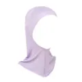 Women modal stretchy hijab cap with neck cover, solid light purple instant under scarf. - Light Purple