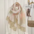 Sciarpa lunga da donna con stampa floreale, foulard alla moda in voile leggero per la primavera. - VE149-03# cachi