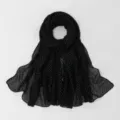 Sciarpa lunga nera da donna a pois, tessuto leggero e trasparente, design elegante drappeggiato. - VE183-01# nero