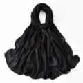 Black chiffon hijab with sparkling crystal chain edges for women, elegant spring long scarf - 1# Black