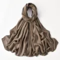 Elegant chiffon long scarf hijab featuring stylish chain edge details, perfect for everyday. - Khaki