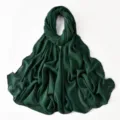 Dark green chiffon hijab detail showing exquisite double chain and rhinestone edges, lightweight. - 9# Dark Green